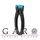 0.80 Carat Blue Topaz Engagement Ring 14K Black Gold Vintage Style Engraved Unique Certified Handmade