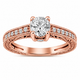 Natural Diamond Engagement Ring Unique Scroll Vintage Style 0.75 Carat GIA Certified 14K Yellow Gold White Gold Rose Gold Handmade
