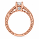 Natural Diamond Engagement Ring Unique Scroll Vintage Style 0.75 Carat GIA Certified 14K Yellow Gold White Gold Rose Gold Handmade