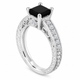 Princess Cut Black Diamond Engagement Ring 1.65 Carat Unique Vintage Style 14K White Gold Handmade Certified