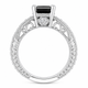 1.81 Carat Princess Cut Black Diamond Filigree Engagement Ring and Wedding Band Set 14K White Gold, Yellow Gold Or Rose Gold Unique Certified Handmade