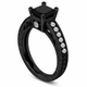 Princess Cut Black Diamond Engagement Ring 1.65 Carat 14K Black Gold Vintage Filigree Handmade Certified