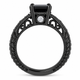 Princess Cut Black Diamond Engagement Ring 1.65 Carat 14K Black Gold Vintage Filigree Handmade Certified