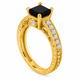Unique Princess Cut Black Diamond Engagement Ring 1.55 Carat 14K Yellow Gold Vintage Style  Filigree Certified Handmade