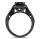 1.92 Carat Natural Black Diamond Engagement Ring – 14K Black Gold Vintage Halo Handmade Certified 