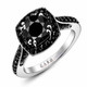 Platinum Black Diamond Halo Engagement Ring 1.92 Carat Handmade Certified