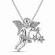 Unique Diamond Angel Pendant Necklace 14K White, Yellow, Rose Gold 0.15 Carat Handmade Fine Jewelry