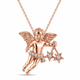 Unique Diamond Angel Pendant Necklace 14K White, Yellow, Rose Gold 0.15 Carat Handmade Fine Jewelry