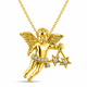Unique Diamond Angel Pendant Necklace 14K White, Yellow, Rose Gold 0.15 Carat Handmade Fine Jewelry