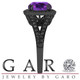 3.04 Carat Amethyst Engagement Ring, With Black Diamonds 14K Black Gold Vintage Style Unique Halo Handmade Certified