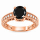 Natural Black Diamond Engagement Ring 2.16 Carat Vintage Filigree Unique Heart Design Handmade Certified 14K White Gold Yellow Gold Rose Gold