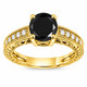 Natural Black Diamond Engagement Ring 2.16 Carat Vintage Filigree Unique Heart Design Handmade Certified 14K White Gold Yellow Gold Rose Gold