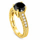 Natural Black Diamond Engagement Ring 2.16 Carat Vintage Filigree Unique Heart Design Handmade Certified 14K White Gold Yellow Gold Rose Gold