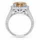 3.27 Carat Champagne Diamond Halo Engagement Ring, Platinum Unique Vintage Style Hand Engraved Certified Handmade