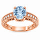 Aquamarine and Diamond Filigree Engagement Ring 1.50 Carat Unique Heart Design 14K White Gold, Yellow Gold Or Rose Gold Handmade