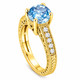 Aquamarine and Diamond Filigree Engagement Ring 1.50 Carat Unique Heart Design 14K White Gold, Yellow Gold Or Rose Gold Handmade