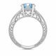 Aquamarine and Diamond Filigree Engagement Ring 1.50 Carat Unique Heart Design 14K White Gold, Yellow Gold Or Rose Gold Handmade