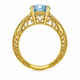 Aquamarine and Diamond Filigree Engagement Ring 1.50 Carat Unique Heart Design 14K White Gold, Yellow Gold Or Rose Gold Handmade