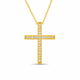 18K Yellow Gold Diamond Cross Pendant Necklace 0.25 Carat Certified Handmade 
