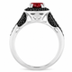 Platinum Garnet and Black Diamond Engagement Ring 1.46 Carat Halo Handmade Certified