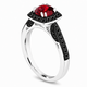 Garnet and Black Diamond Engagement Ring 1.46 Carat Unique Halo 14K White Yellow or Rose Gold Handmade Certified
