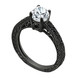0.63 Carat Moissanite Engagement Ring, With Black Diamonds Wedding Ring Vintage Style 14K Black Gold Pave
