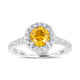 Platinum Canary Yellow Diamond Engagement Ring, Fancy Bridal Ring, Wedding Ring 1.55 Carat Unique Halo Pave Certified Handmade
