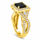 Princess Cut Black Diamond Halo Engagement Ring 2.64 Carat Twisted Infinity 14K White Gold ,Yellow Gold, Rose Gold Handmade