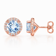 Natural Aquamarine & Diamond Halo Stud Earrings 1.76 Carat 14K White Gold, Yellow Gold or Rose Gold Handmade Micro Pave March Birthstone Certified