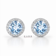 Natural Aquamarine & Diamond Halo Stud Earrings 1.76 Carat 14K White Gold, Yellow Gold or Rose Gold Handmade Micro Pave March Birthstone Certified