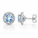 Natural Aquamarine & Diamond Halo Stud Earrings 1.76 Carat 14K White Gold, Yellow Gold or Rose Gold Handmade Micro Pave March Birthstone Certified