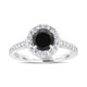 Black Diamond Halo Engagement Ring 1.59 Carat 14K White Gold Unique Certified Handmade
