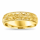 Hand Engraved Mens Wedding  Band, Vintage Style Wedding Band 6 mm 14K Yellow Gold Handmade