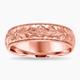 Men’s Floral Wedding Band 14K Rose Gold Hand Engraved Vintage Wedding Ring 6mm Handmade