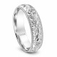 Platinum His and Hers Hand Engraved Wedding Bands, Matching Couple Rings Vintage Handmade