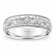 Hand Engraved Wedding Band, Men's Vintage Wedding Ring, 5mm Women's Wedding Band, Unique Antique Wedding Band, 14K White Gold Handmade