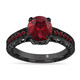 Garnet Engagement Ring 2.25 Carat 14K Black Gold Vintage Style Scroll Engraved Unique Certified Handmade