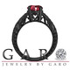 Garnet Engagement Ring 2.25 Carat 14K Black Gold Vintage Style Scroll Engraved Unique Certified Handmade