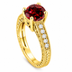 Garnet and Diamond Filigree Engagement Ring 2.15 Carat Vintage Unique Anniversary 14K Yellow Gold Rose Gold or White Gold Handmade