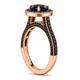2 Carat Black Diamond Halo Engagement Ring 14K Rose Gold Certified Handmade