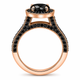 2 Carat Black Diamond Halo Engagement Ring 14K Rose Gold Certified Handmade
