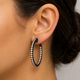 Inside Out Natural Diamond Hoop Earrings 2.10 Carat 14K Black Gold 1 Inch Handmade Certified