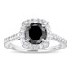 2 Carat Black Diamond Engagement Ring Set, 14K White Gold Halo Certified Handmade