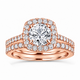 Diamond Engagement Ring Set White Gold, GSI1 Gia Certified Halo Pave Unique 1.87 Carat 14K Yellow Gold or Rose Gold Handmade 