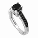 Platinum Black Diamond Engagement Ring, 0.79 Carat Unique Vintage Style Engraved Handmade Certified