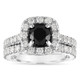 Black Diamond Halo Engagement Ring Sets 2.65 Carat 14K White Gold Unique Certified Handmade