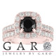 Black Diamond Halo Engagement Ring And Wedding Band Set, 2.65 Carat 14K Rose Gold Unique Certified Handmade