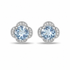 Aquamarine and Diamond Floral Halo Stud Earrings 3.32 Carat Filigree Gallery 14K White Gold or Yellow Gold Unique Handmade