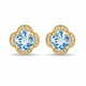 Aquamarine and Diamond Floral Halo Stud Earrings 3.32 Carat Filigree Gallery 14K White Gold or Yellow Gold Unique Handmade