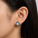 Aquamarine and Diamonds Floral Halo Stud Earrings 3.32 Carat Vintage Filigree Gallery 14K Black Gold Handmade